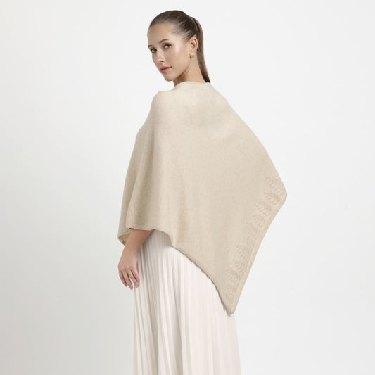 Poncho Trees Border Ivory S/M
