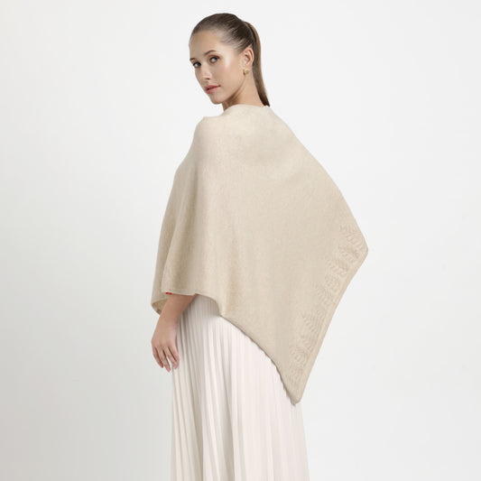 Poncho Trees Border Ivory S/M
