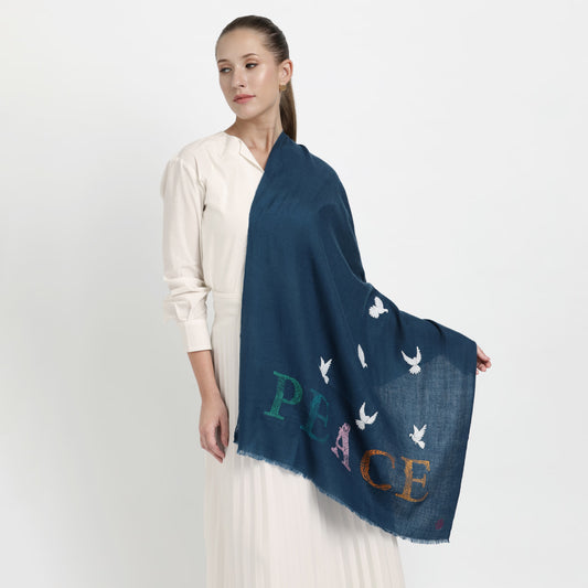 Peace Antique Blue Stole