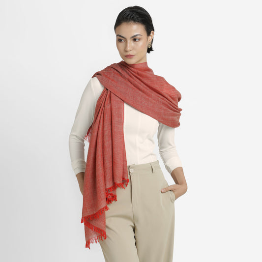 Zari Natural Red with Gold Thread Shawl