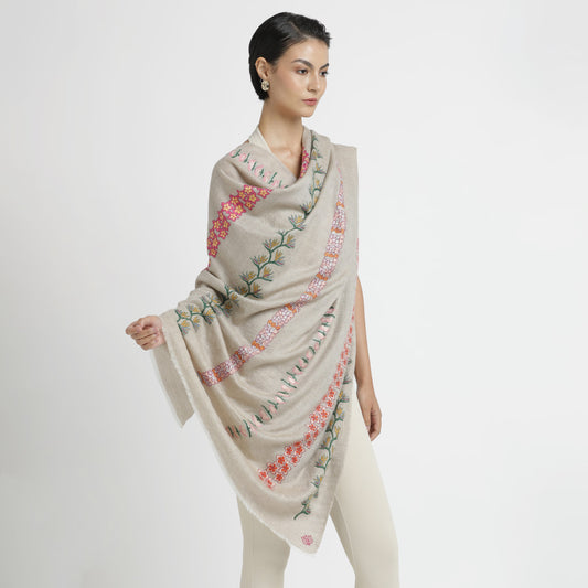 Full Length Garlands Natural Multicolor Shawl