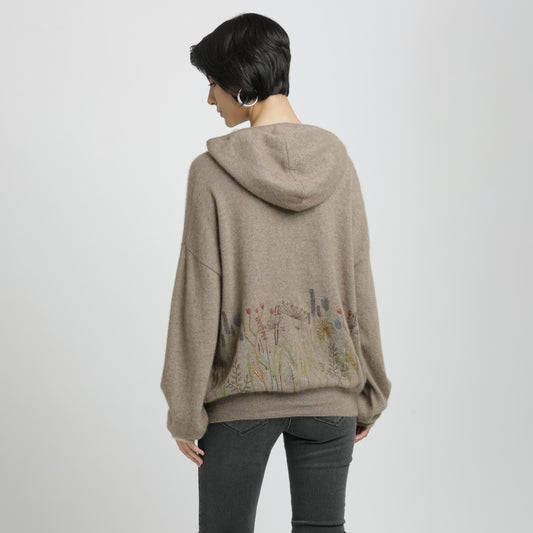 Embroidered Hoodie Natural Garden S/M