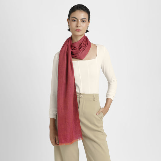 Double Weave Coral Berry Stole