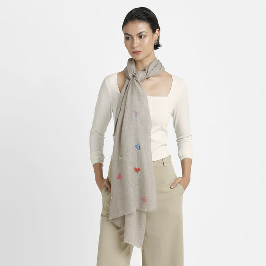 Minimal Butterfly Natural Colorful Butidar Stole