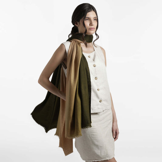 Dip Dye Green Brown Shawl
