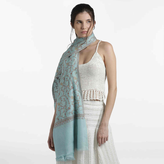 Jaali Light Blue Shawl