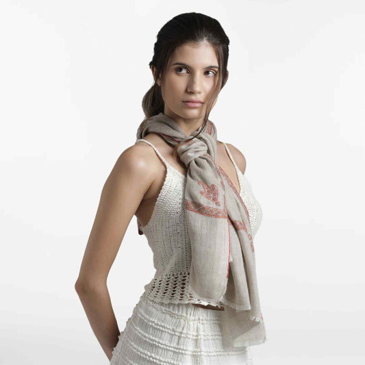 Hashidar Natural Beige Stole