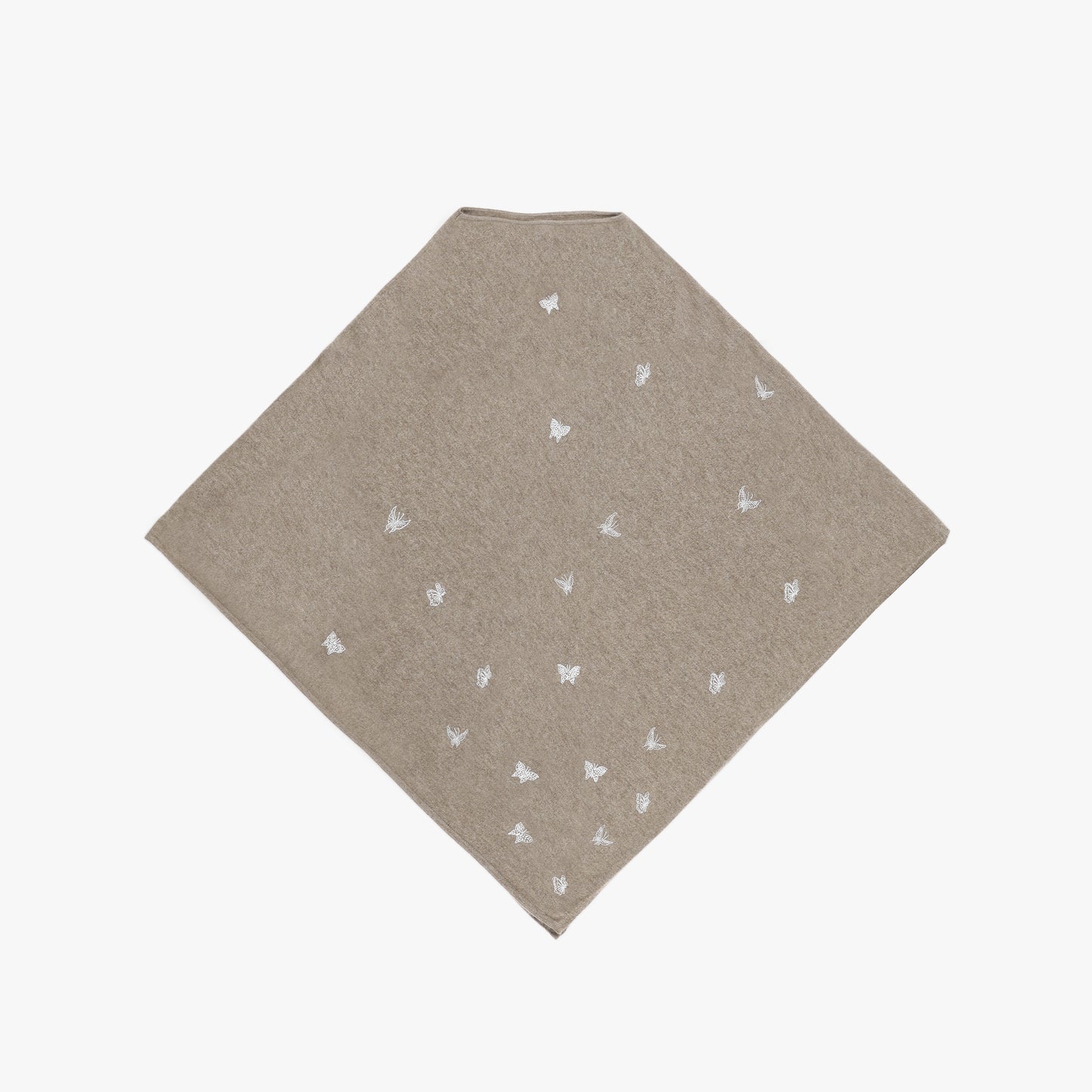 Embroidered Poncho Natural Butterfly L/XL