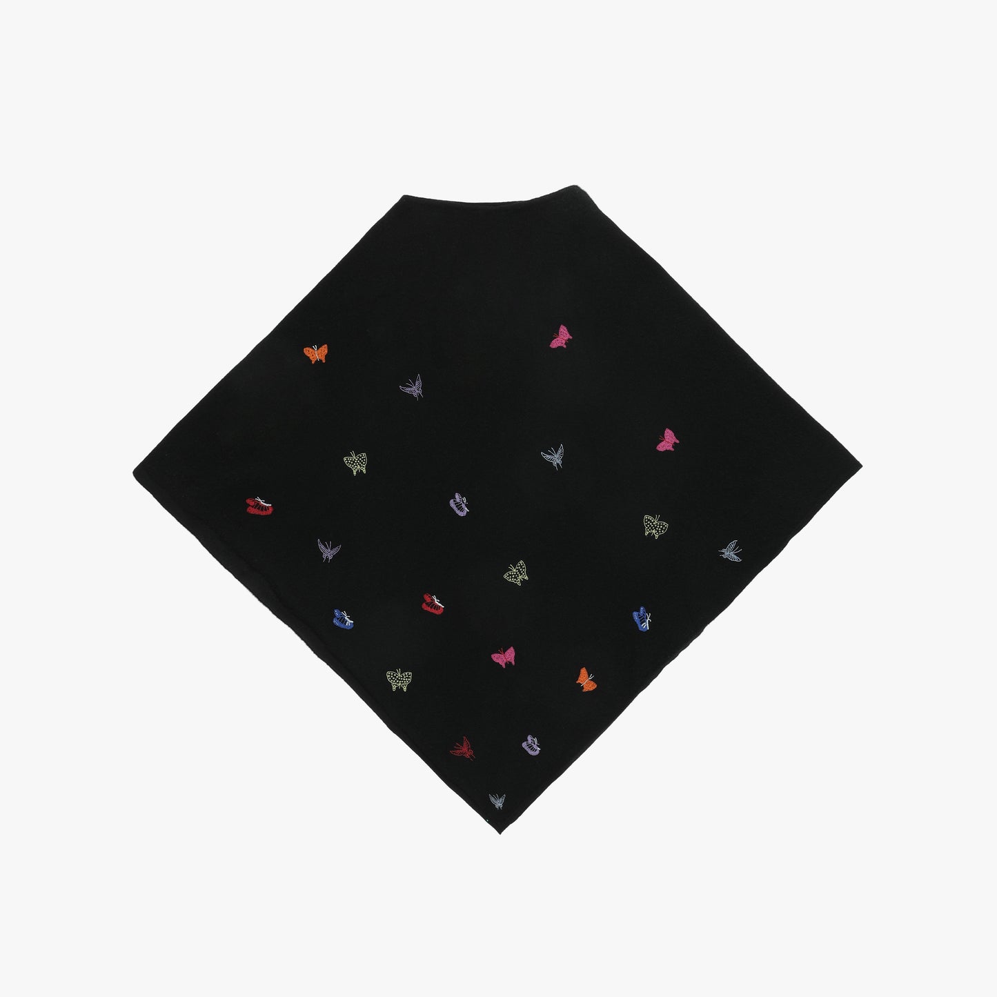 Embroidered Poncho Black Butterfly Multi S/M