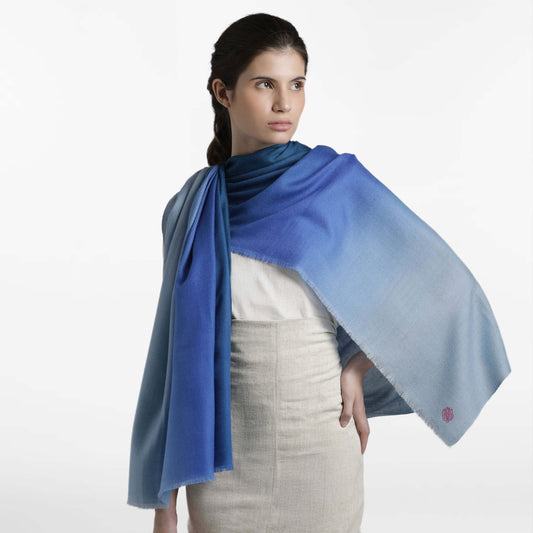 Dip Dye Blue Shawl