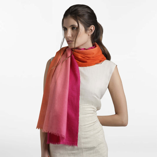 Dip Dye Pink Orange Shawl