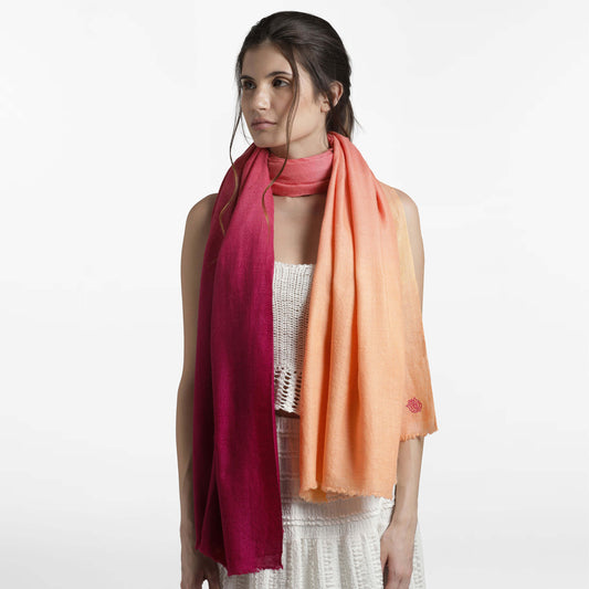 Dip Dye Raspberry Peach Shawl