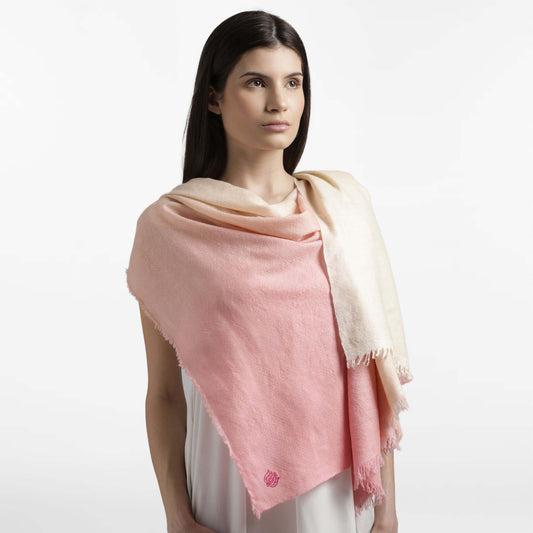 Dip Dye Ivory Pink Shawl