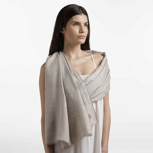 Double Weave Natural Ivory Shawl