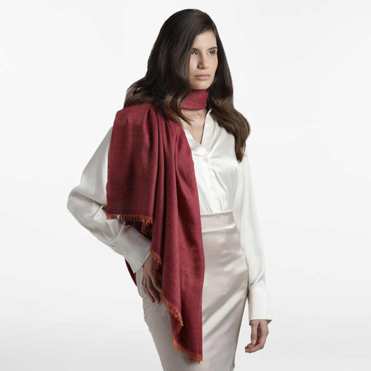 Double Weave Coral Berry Shawl