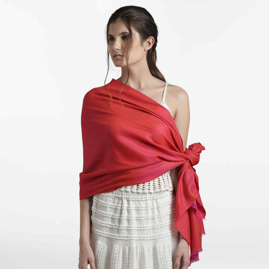 Double Weave Pink Maharani Stole