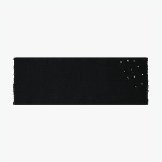Minimal Embroidery Corner Stars Black Stole