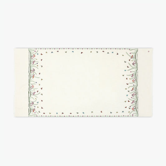 Mordern Embroidey Ivory Butterflies & Flamingos Shawl