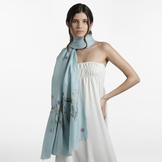 Meadow Baby Blue Vertical Shawl