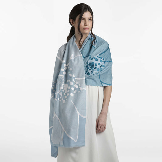 Macro Flowers Baby Blue Shawl