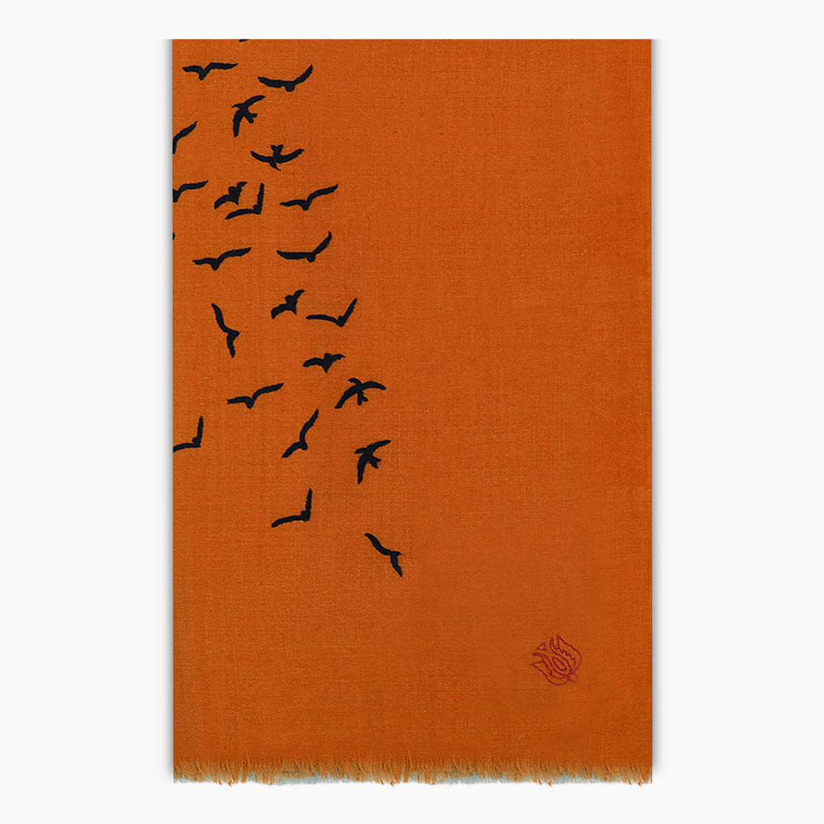 Highend Birds Embroidered Turquoise & Orange Shawl