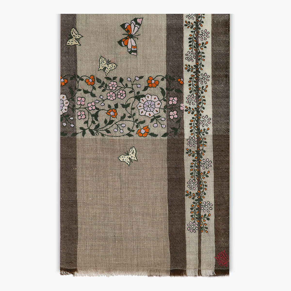 Modern Embroidery Butterflies Matcha Rose Stole
