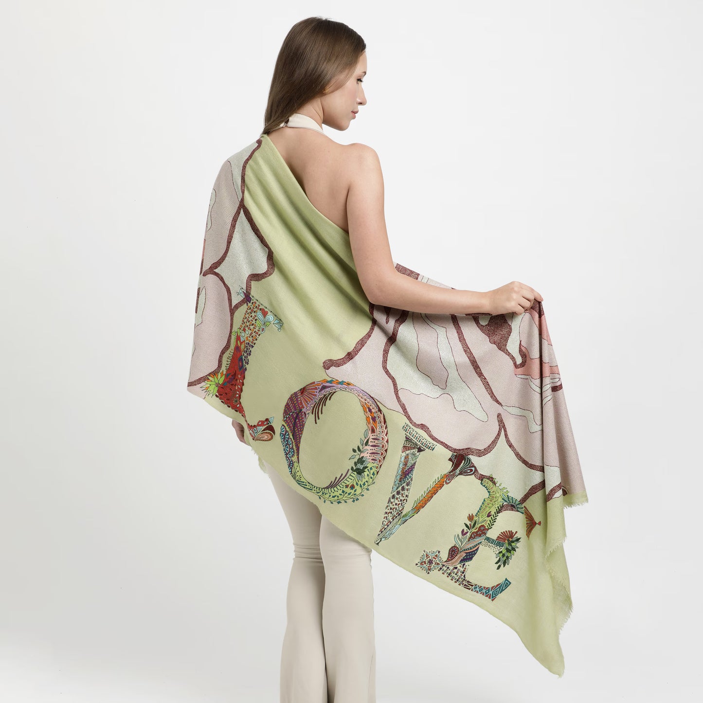 Macro Flowers Beige Love Shawl