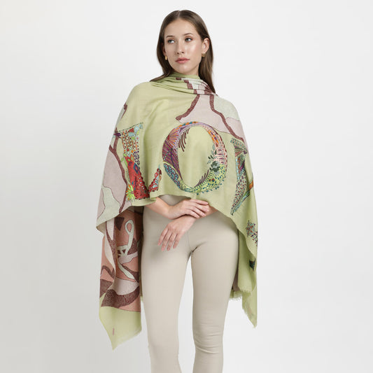 Macro Flowers Beige Love Shawl