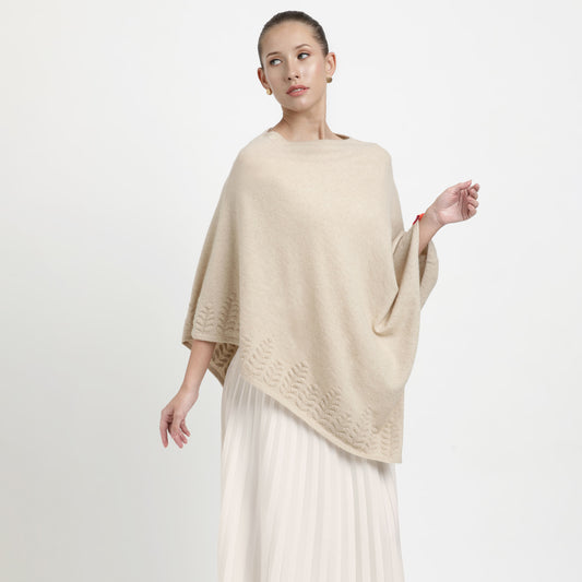 Poncho Trees Border Ivory S/M