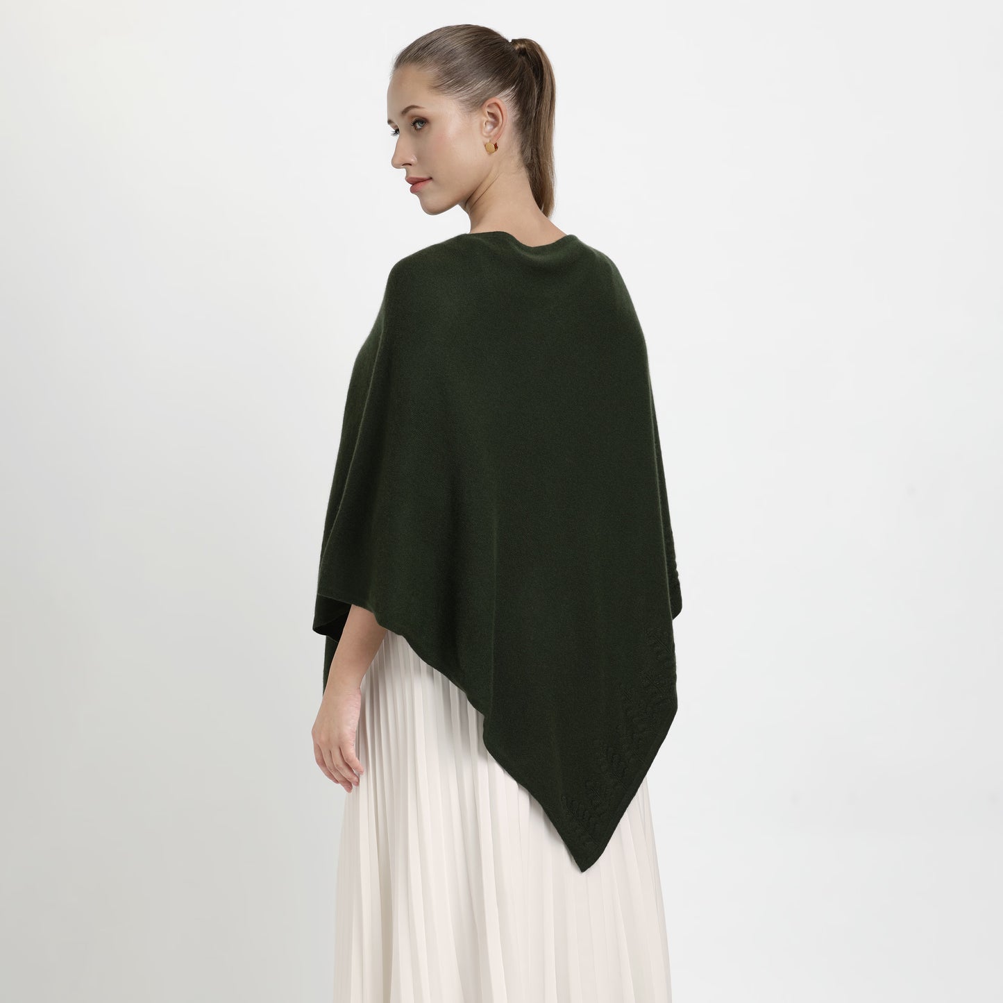 Poncho Trees Border Green S/M
