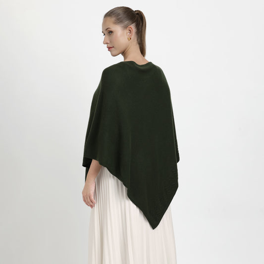Poncho Trees Border Green S/M
