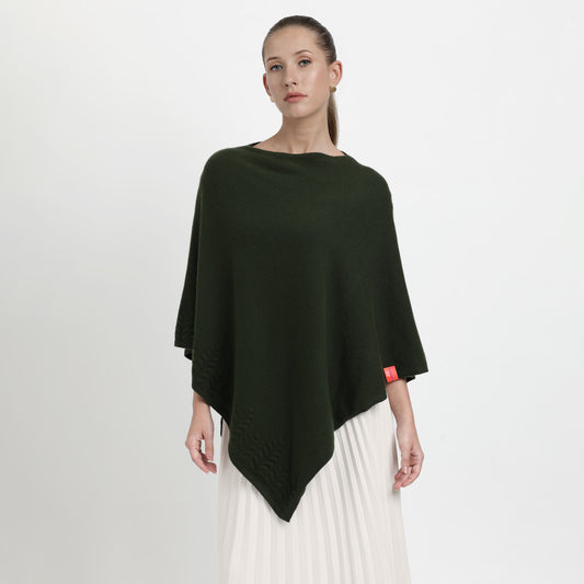 Poncho Trees Border Green S/M