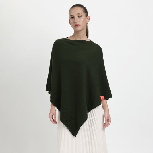 Poncho Trees Border Green L/XL