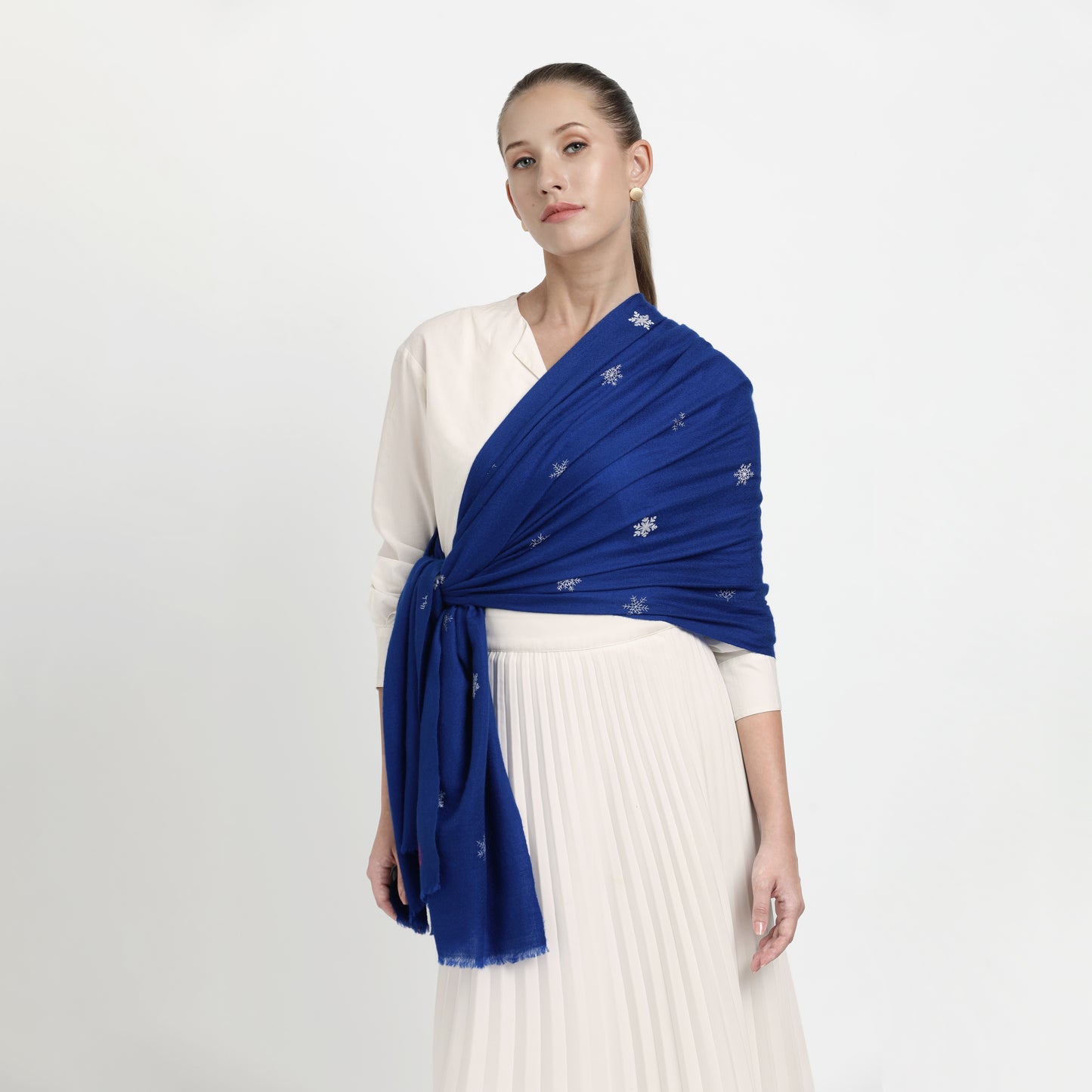 Snow Flakes All Over Royal Blue Stole