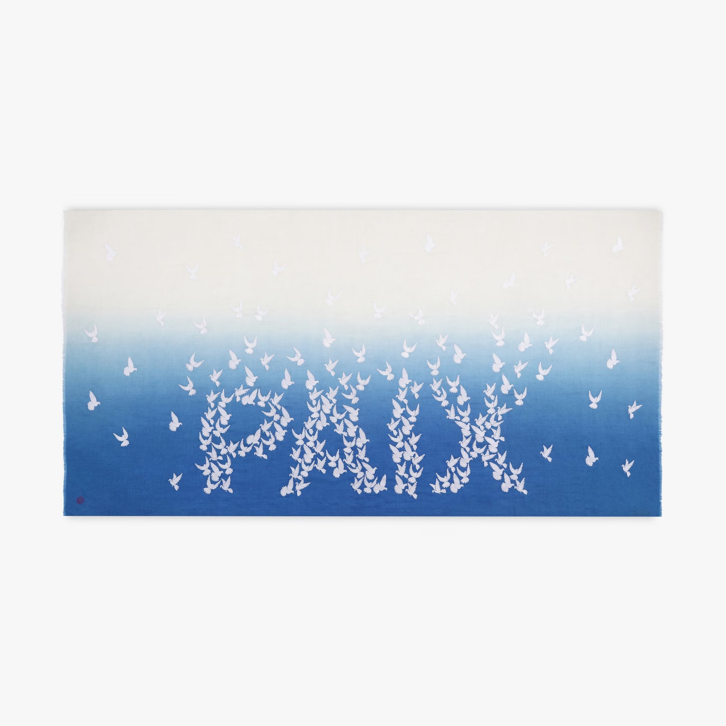 Dip Dye Ivory Blue Peace Shawl