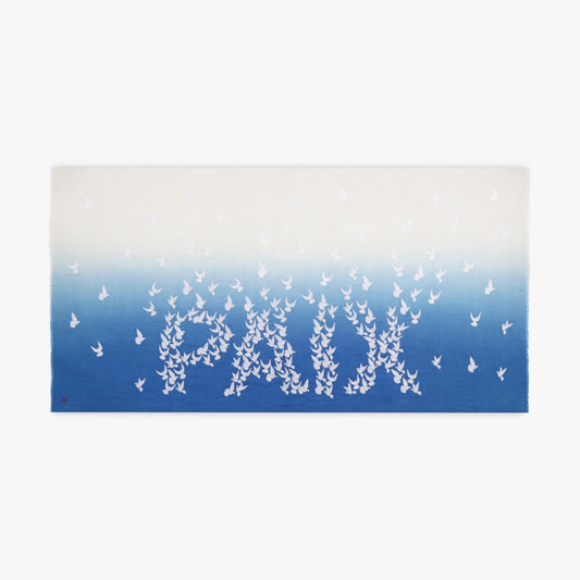 Dip Dye Ivory Blue Peace Shawl