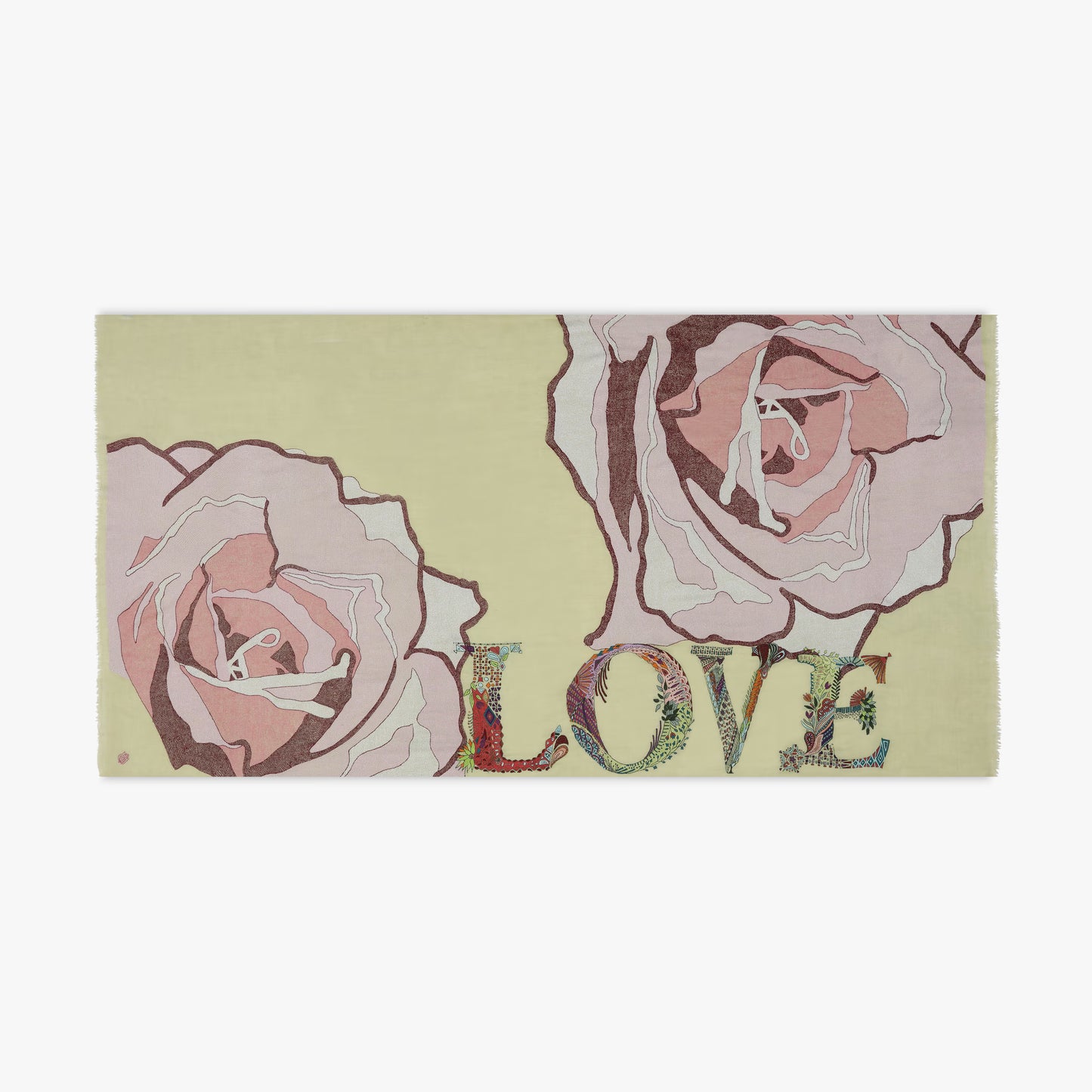 Macro Flowers Beige Love Shawl