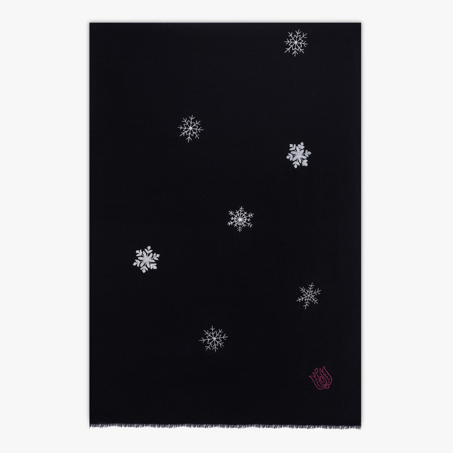 Minimal Embroidery Snow Flakes Navy Stole