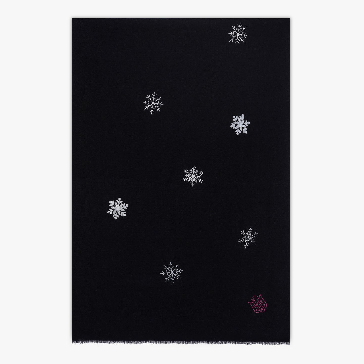 Minimal Embroidery Snow Flakes Navy Stole