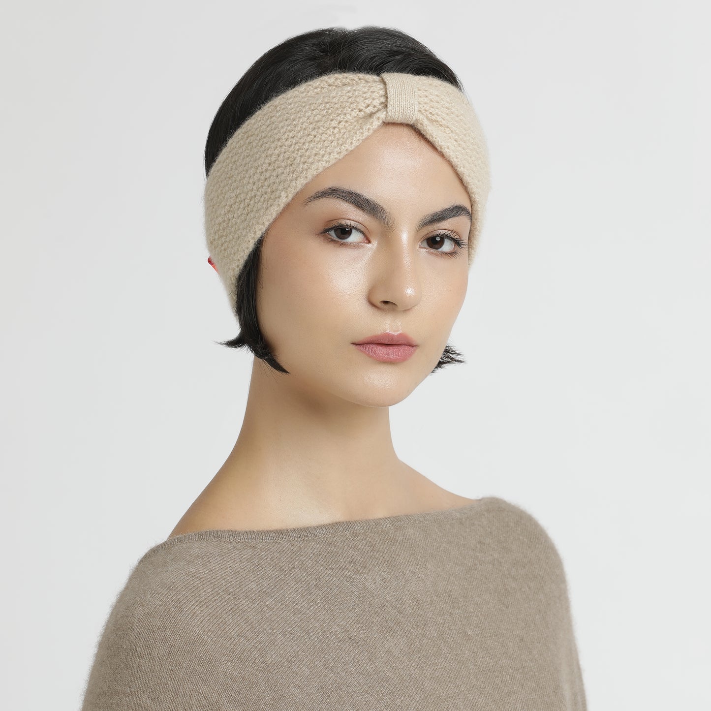 Headband Knit Bow-tie Ivory