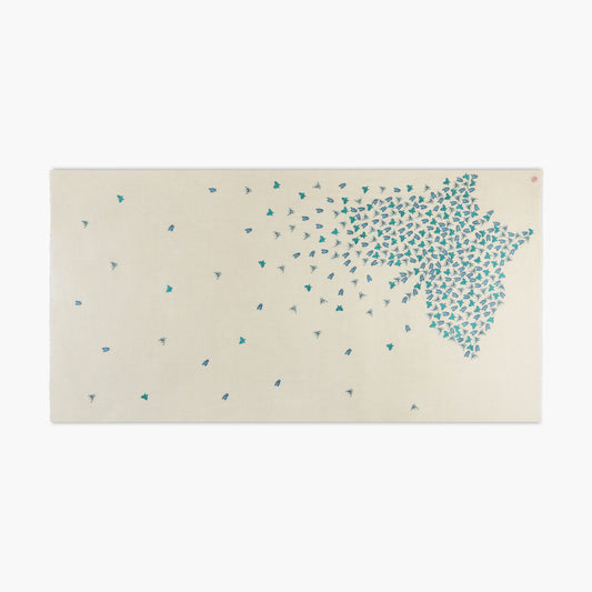 Butterfly to Butterfly Embroidered Ivory & Teal Shawl