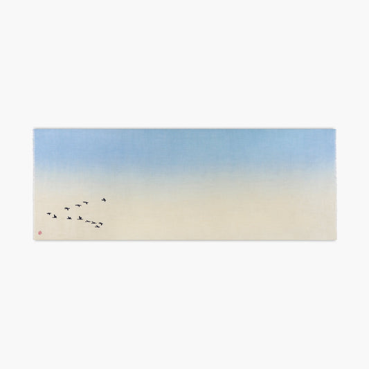 Minimal Birds Bright Sky Dip Dye Stole