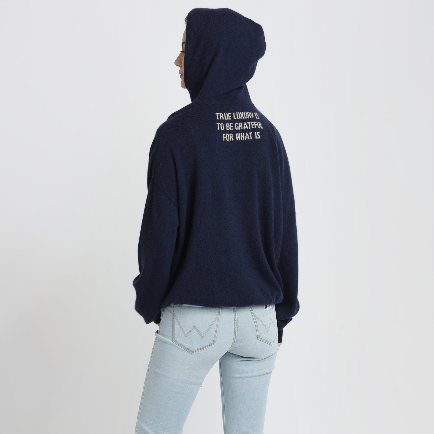 Embroidered Hoodie Navy Blue Love S/M