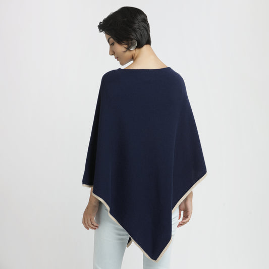 Poncho Blue Natural Border