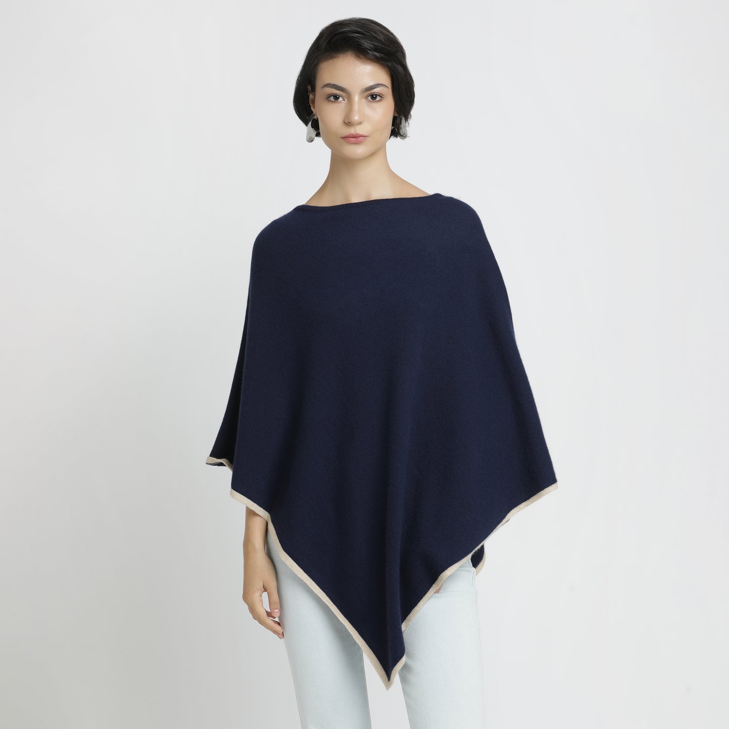 Poncho Blue Natural Border