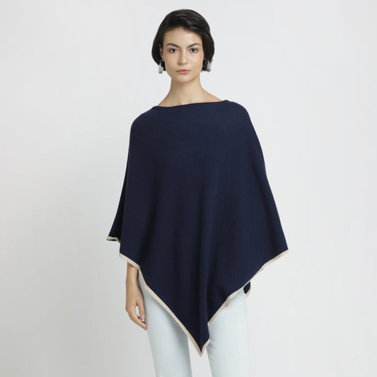 Poncho Blue Natural Border