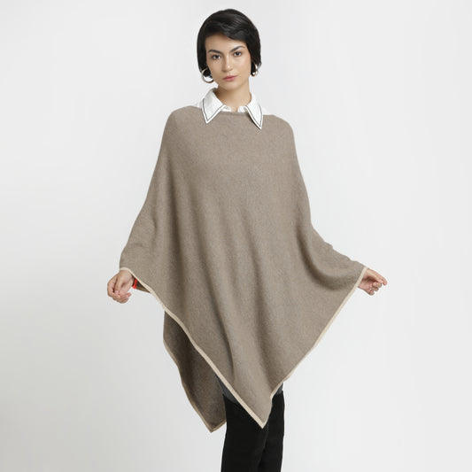 Poncho Natural Ivory Border