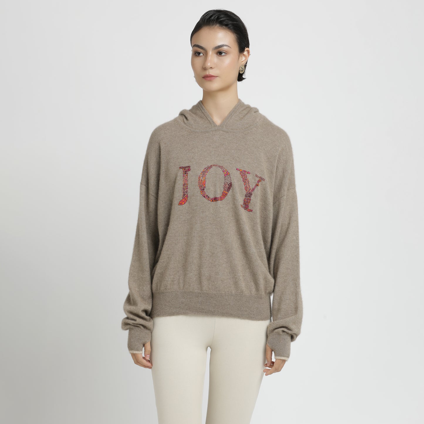 Embroidered Hoodie Natural Joy S/M