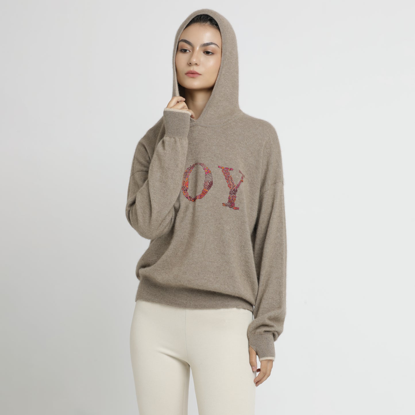 Embroidered Hoodie Natural Joy S/M