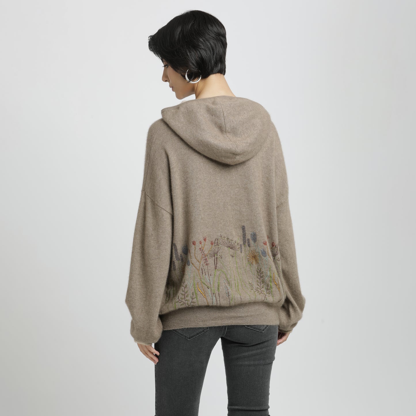 Embroidered Hoodie Natural Garden S/M